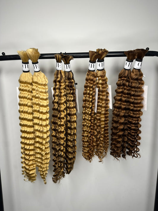 Premium  virgin deep wave bulk  hair in mixed colours. 27/4, 30/27 and 30/4